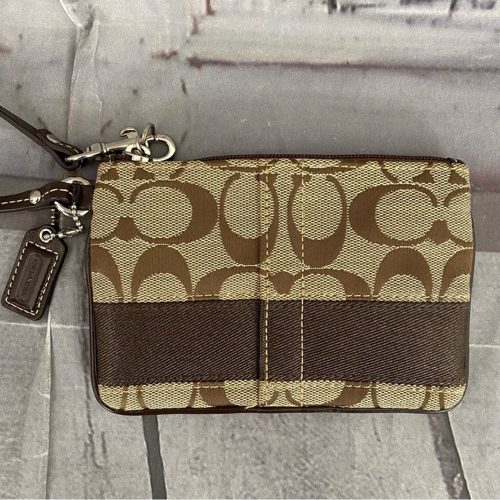 Coach Chocolate and Beige Wristlet - Picture 5 of 10
